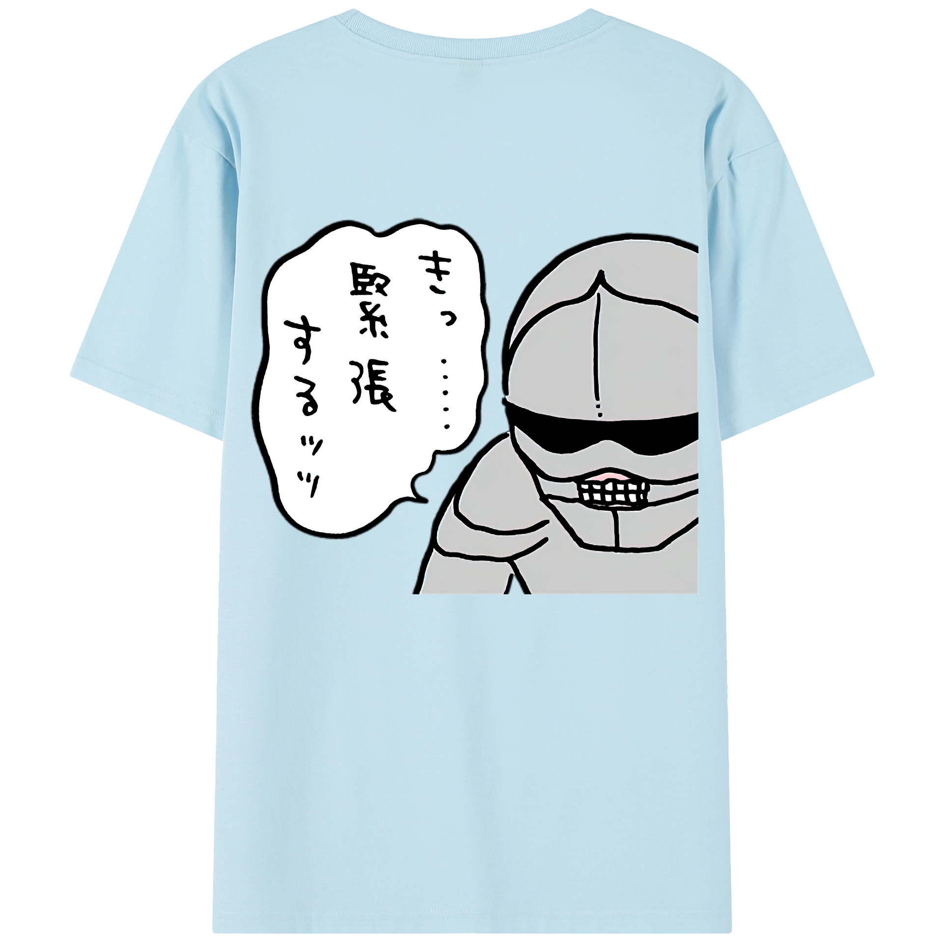 （画像用） ちいかわ 労働の鎧さん Chii-kawa Mr. Armor of Labor 綿100％半袖Tシャツ（背面プリント）